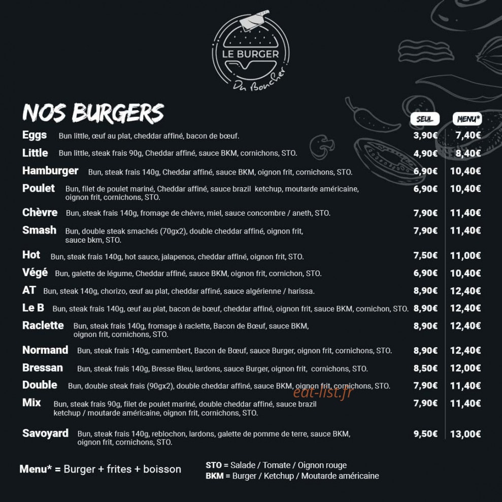 Burger du Boucher — carte page 1