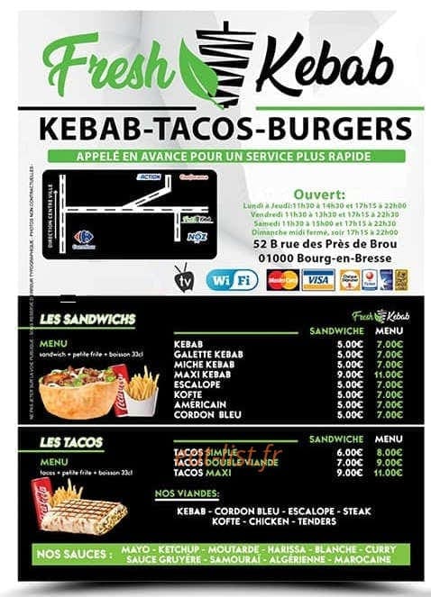 Fresh Kebab — carte page 1