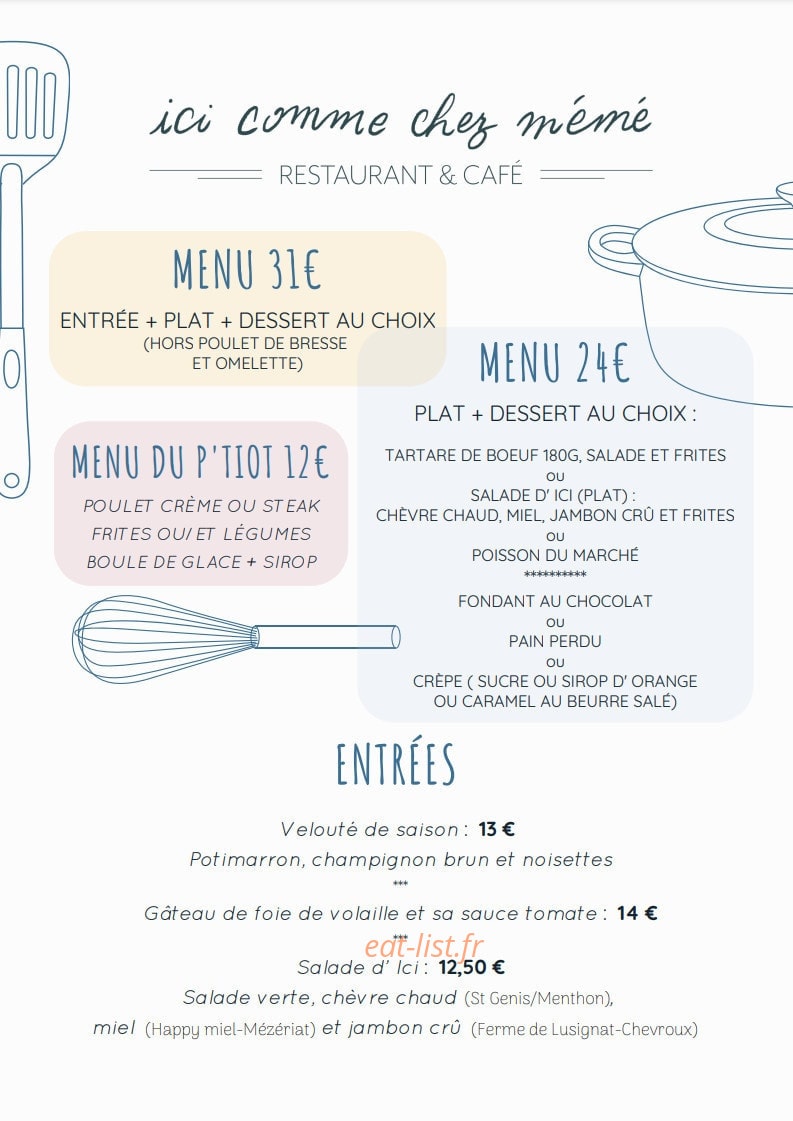 Ici Comme Chez Mémé — carte page 1