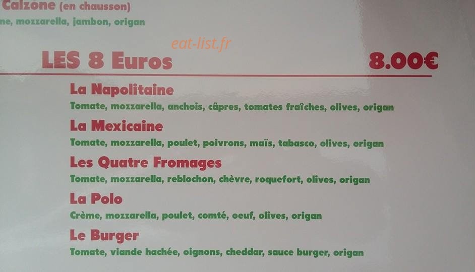 Kev Pizza — carte page 2