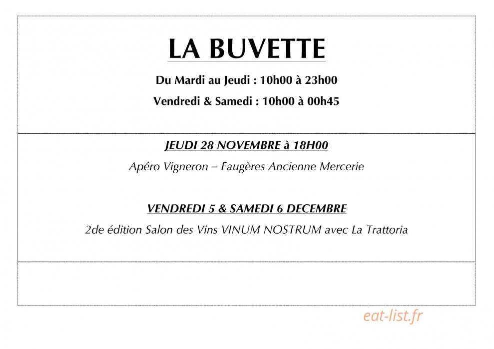 La Buvette — carte page 1