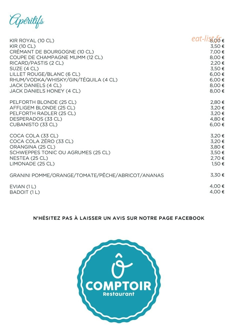 Ô Comptoir — carte page 3