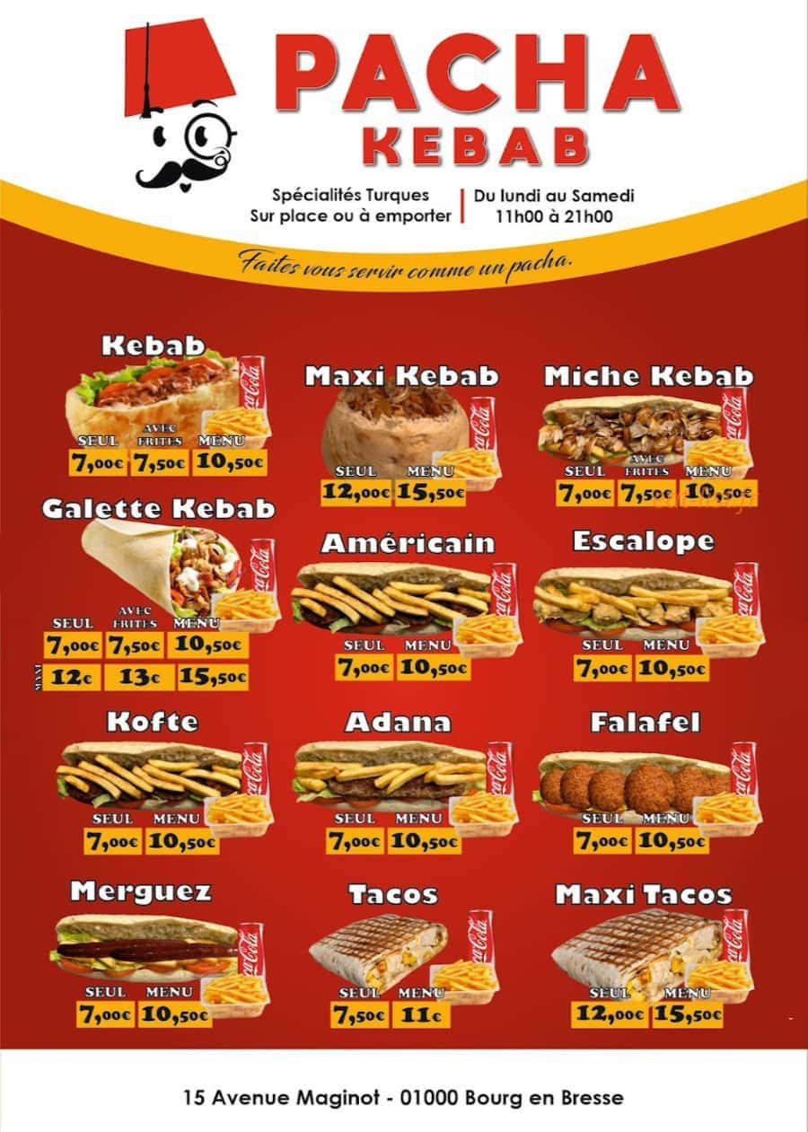 Pacha Kebab — carte page 2
