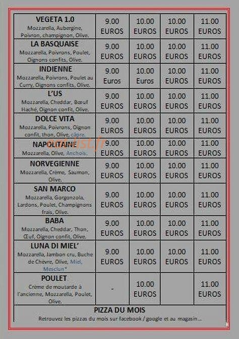 Pizz'a Bourg — carte page 2