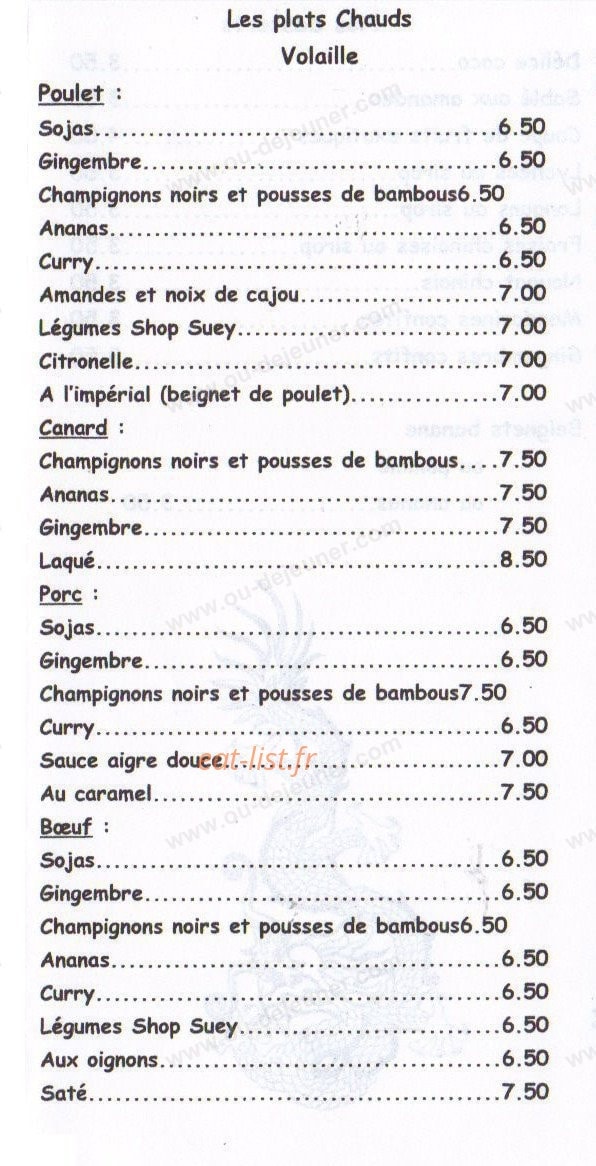 Restaurant le Heng Li — carte page 3