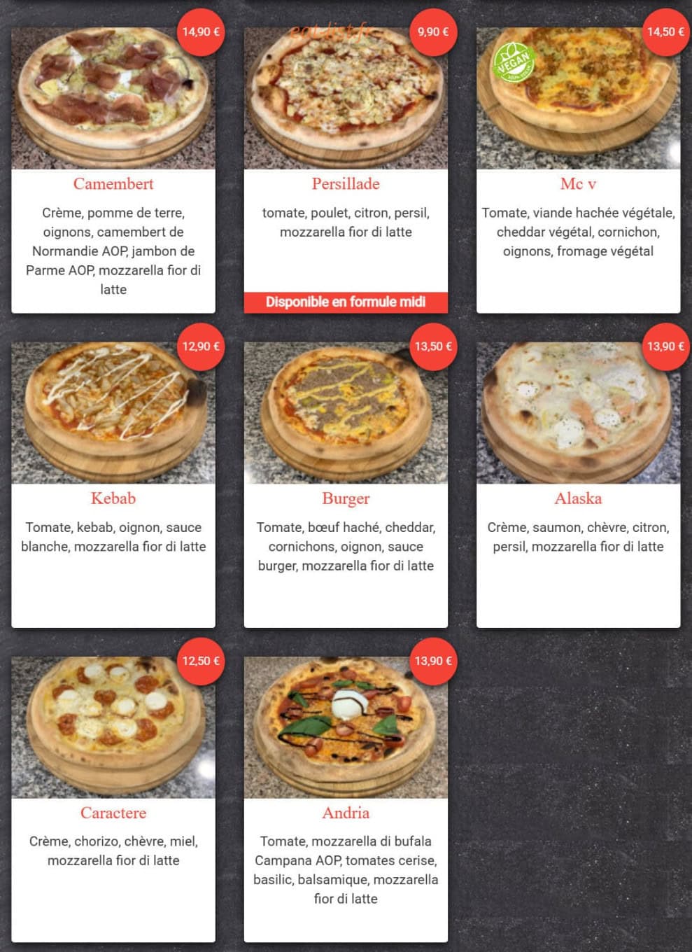 Robin Des Pizz — carte page 4
