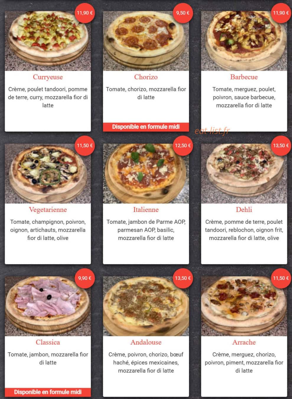 Robin Des Pizz — carte page 3