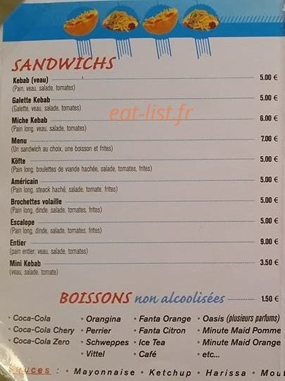 Star Kebab — carte page 1