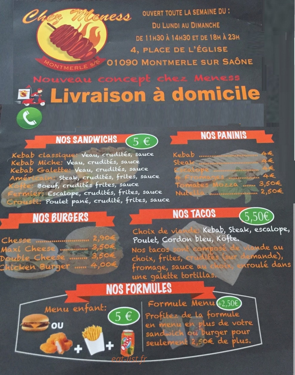Restaurant Meness — carte page 1