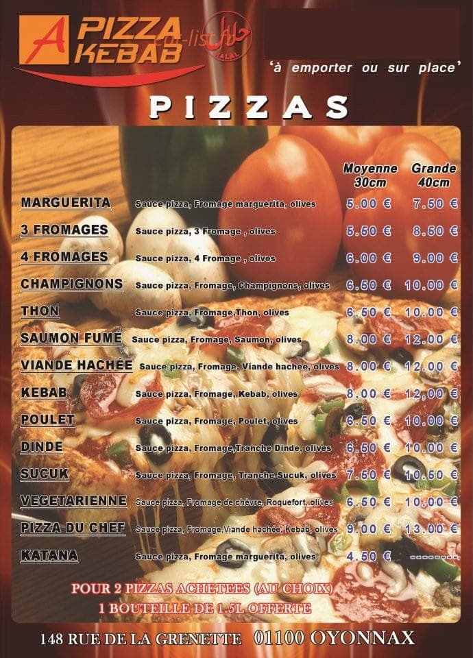 A Pizza Kebab — carte page 3