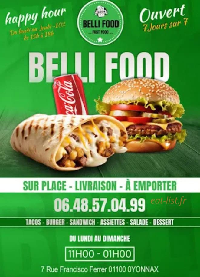 Belli Food — carte page 1