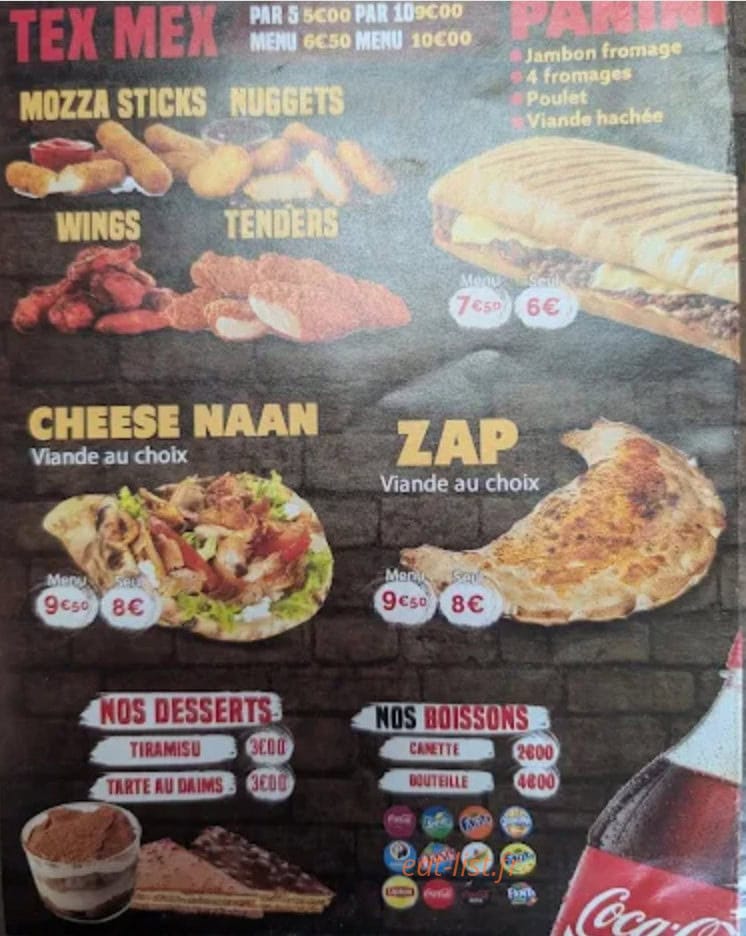 Carte et menu de L'etoile à Oyonnax — Tex mex...