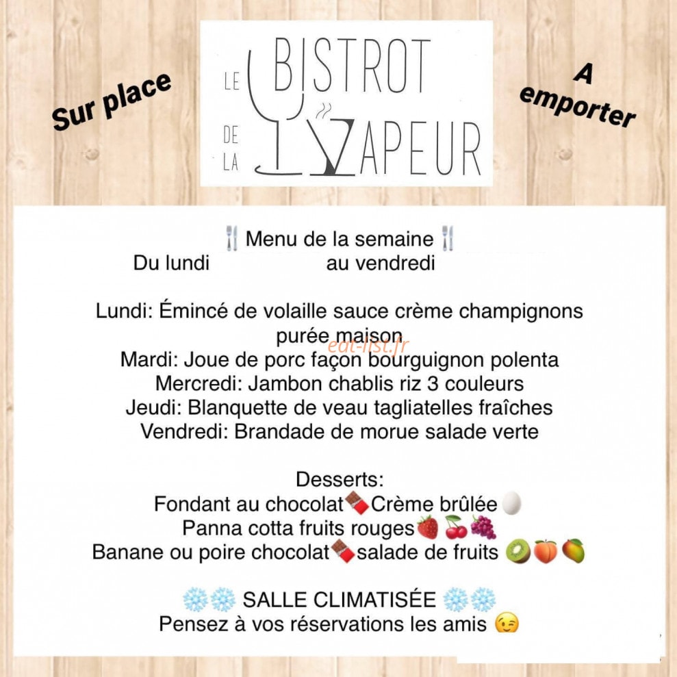 Le Bistrot de la vapeur — carte page 1