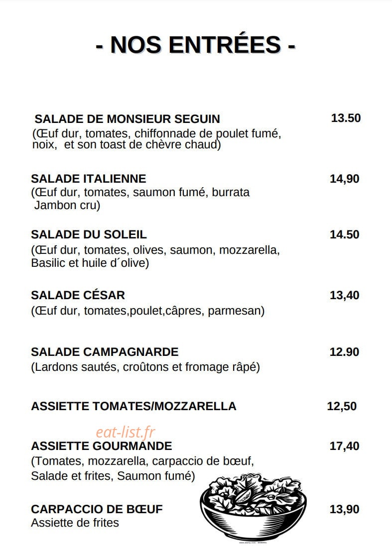 Le bistrot du marché — carte page 1