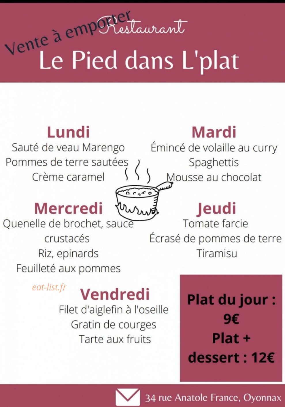 Le Pied dans l'plat — carte page 1