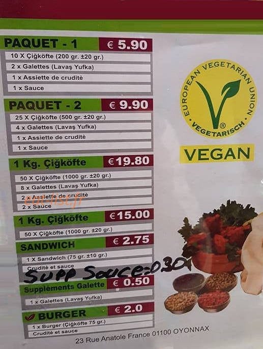 On Numara Ciğköfte — carte page 1