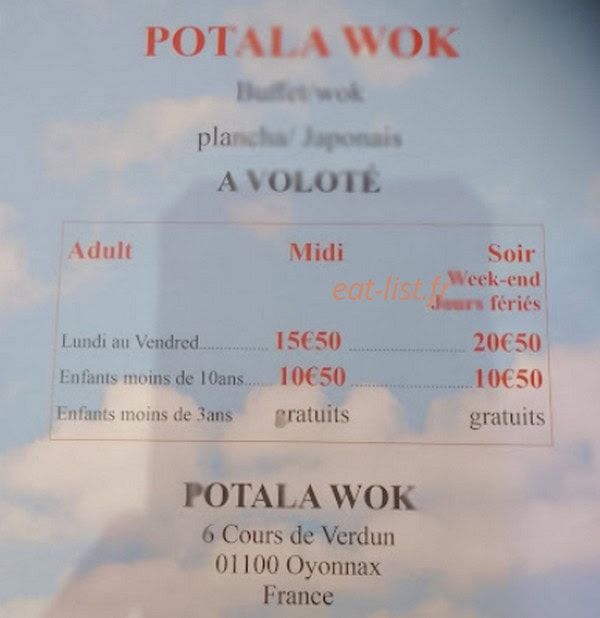 Potala Wok — carte page 1