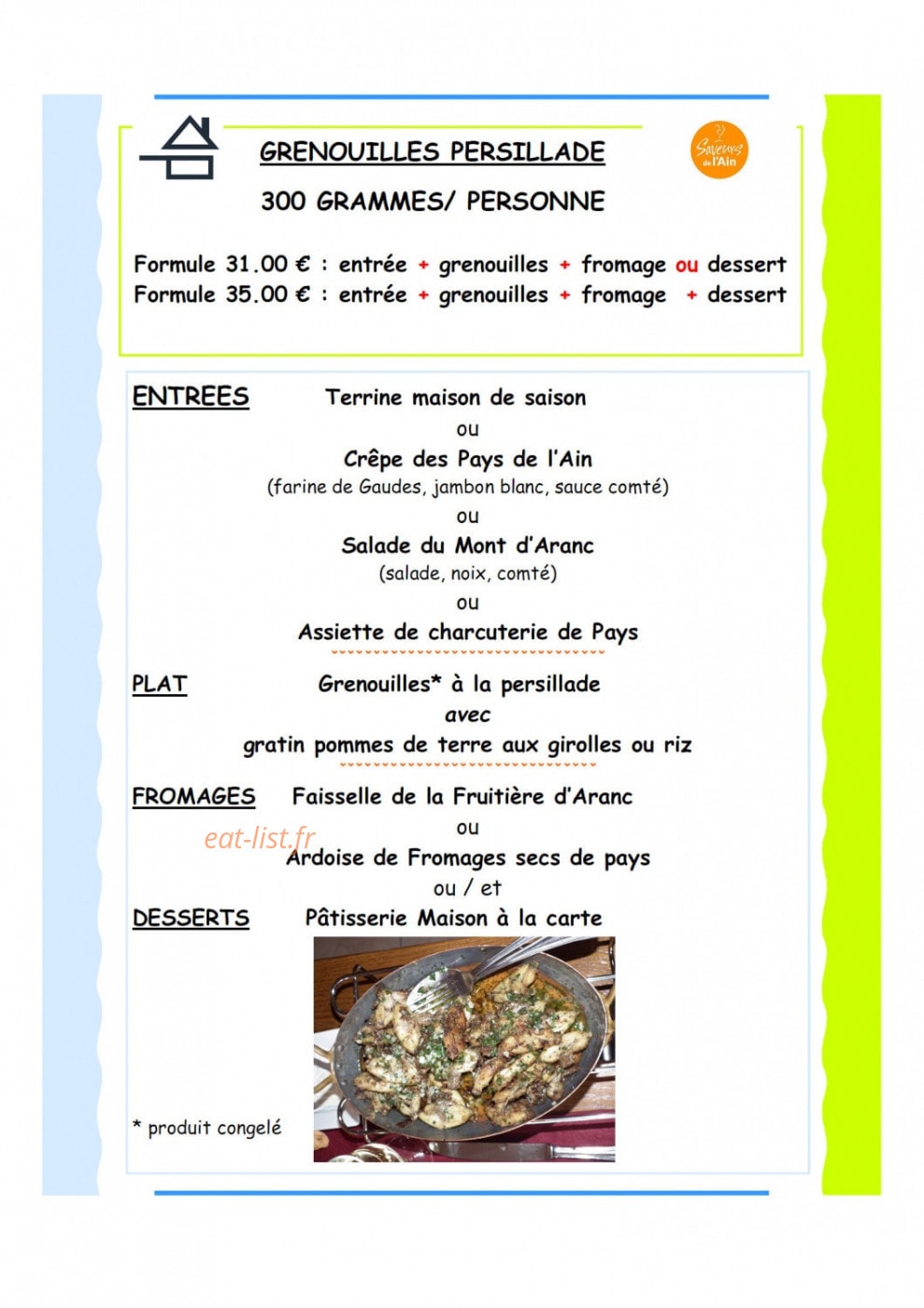 Auberge d'Aranc — carte page 1