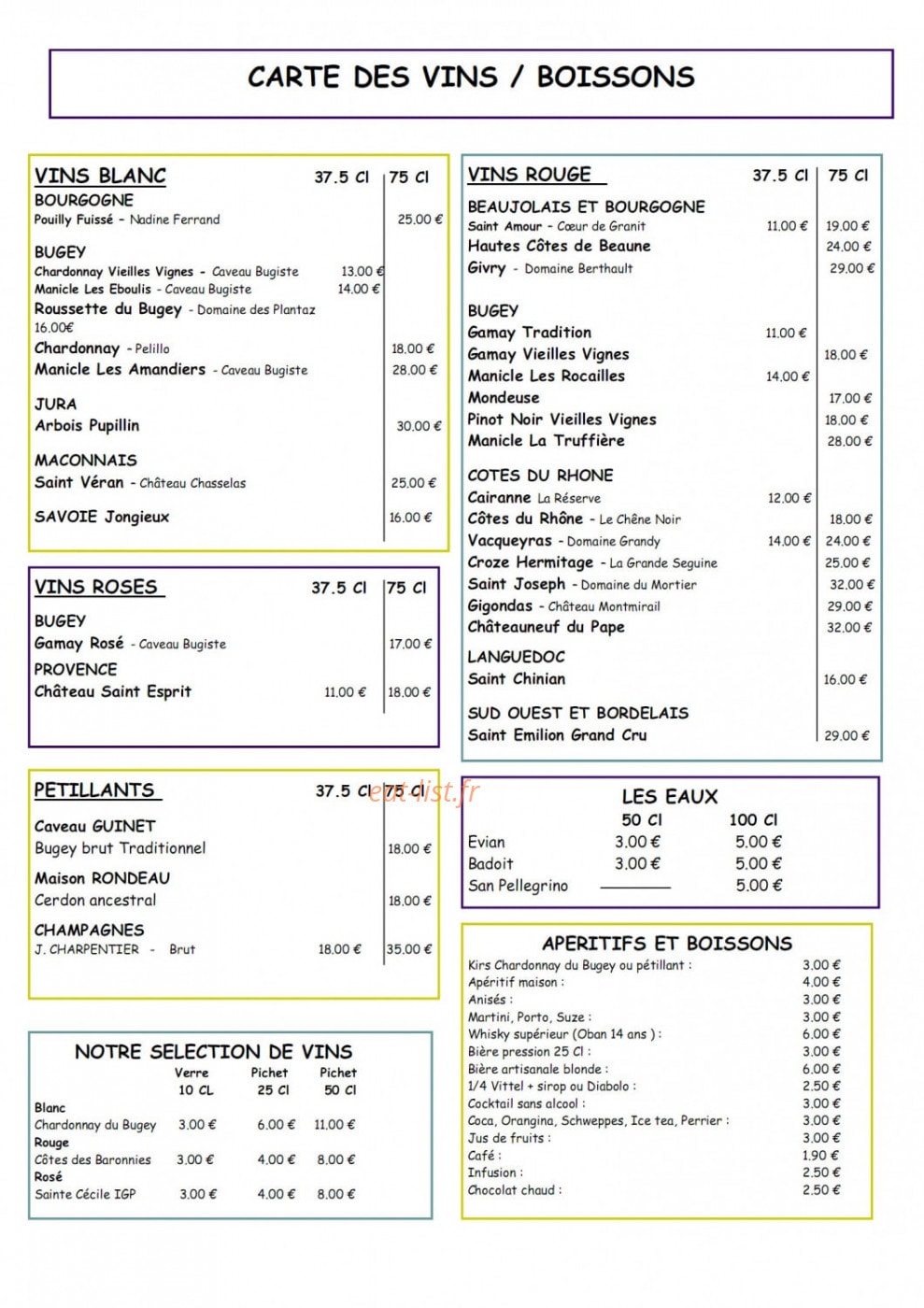Auberge d'Aranc — carte page 4