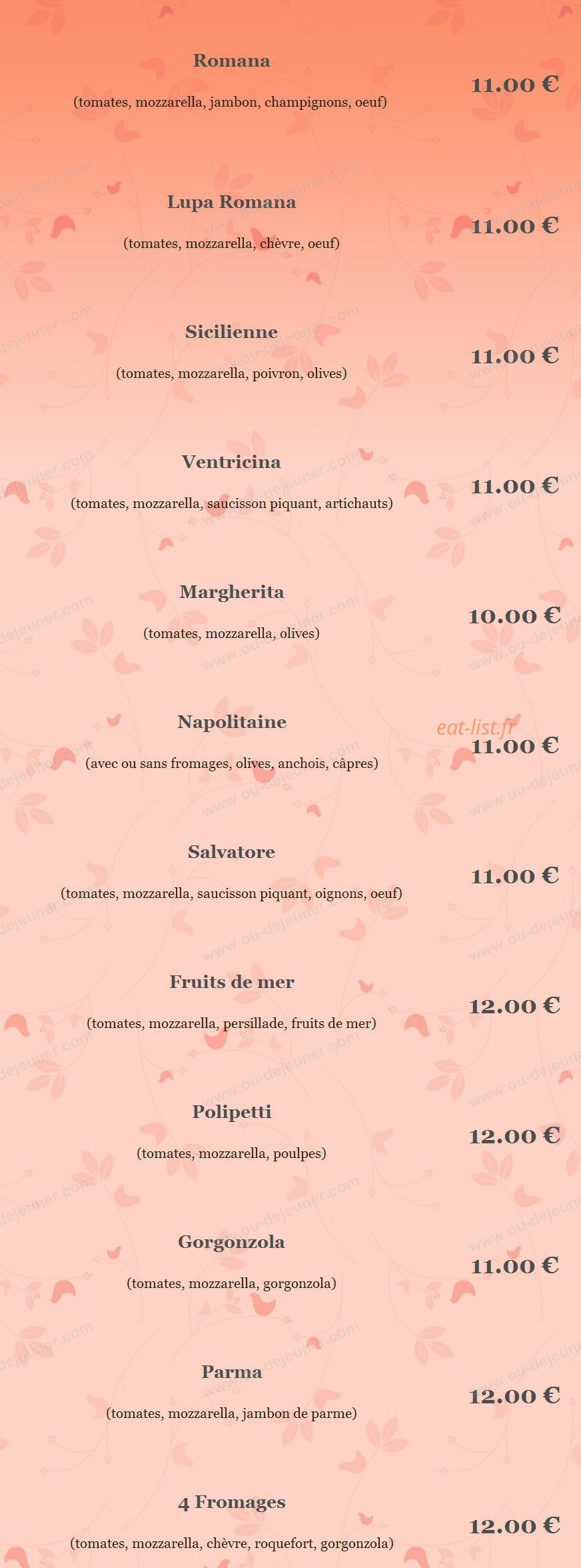 Antica Trattoria — carte page 1