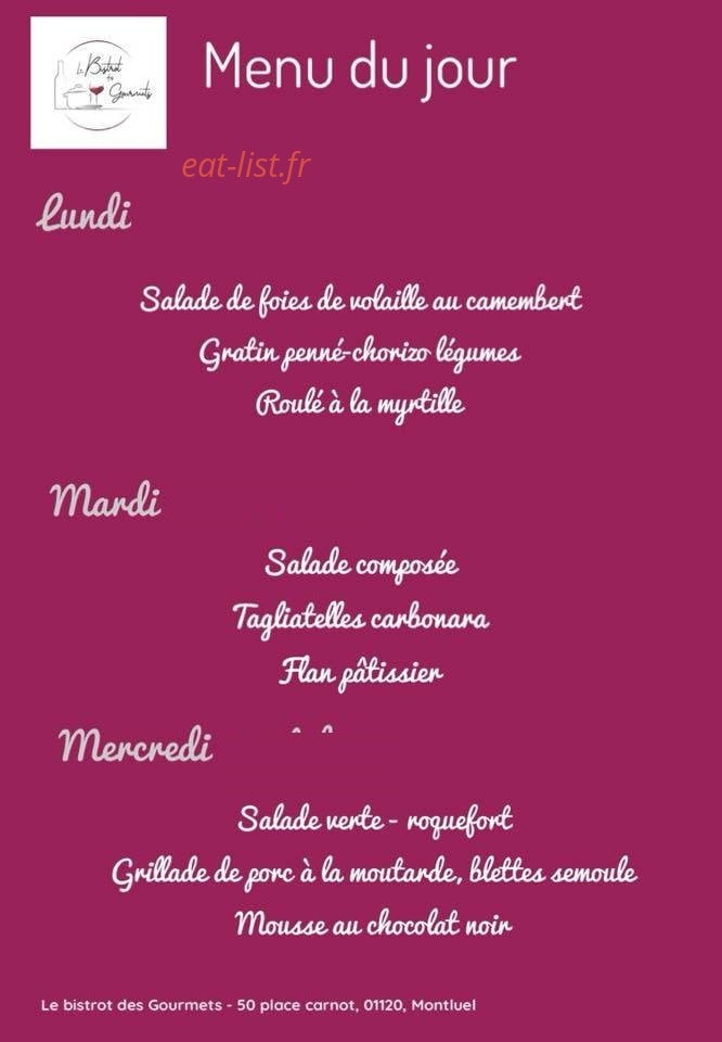 Le bistrot des gourmets — carte page 2
