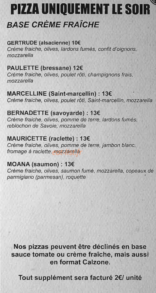 Le Comptoir à Pizzas — carte page 4