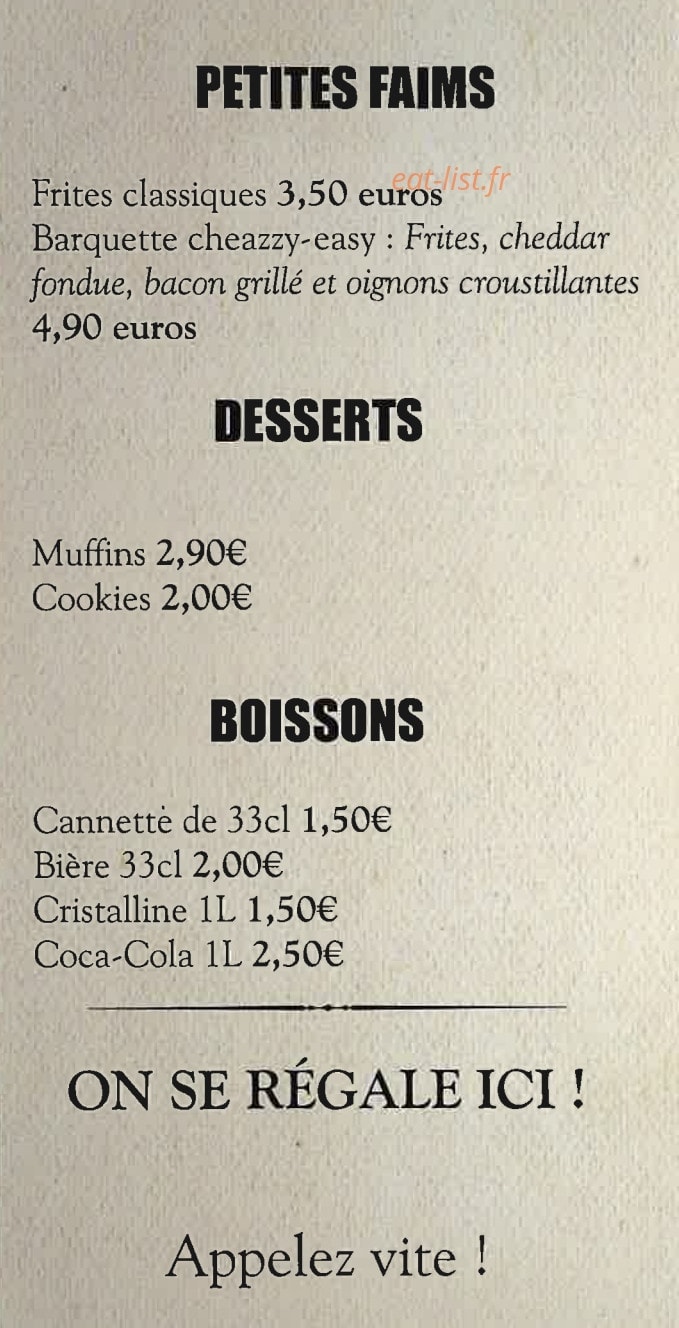 Le Comptoir à Pizzas — carte page 3