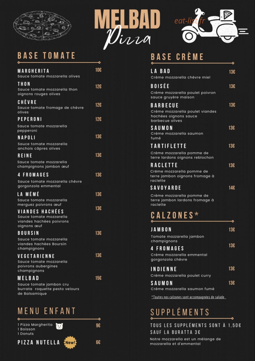 Melbad Pizza — carte page 3