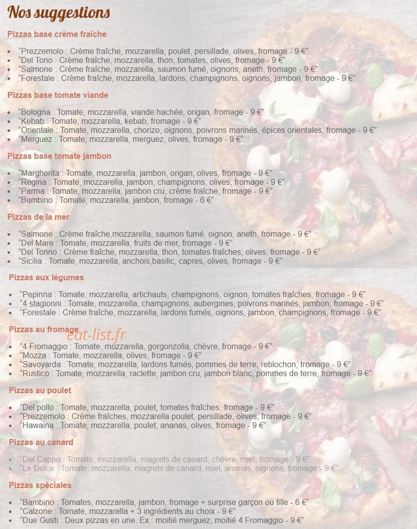 Pizz Parla L'Etoile — carte page 1