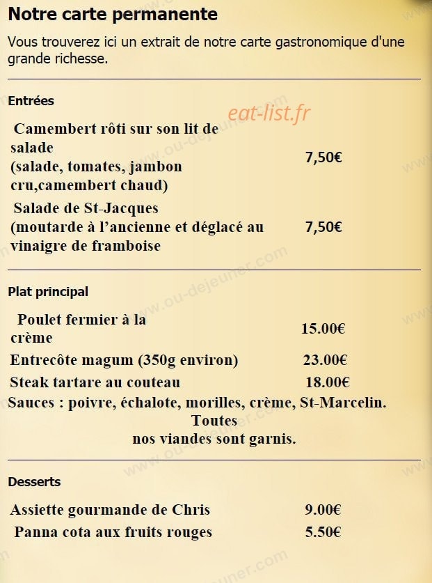 Chez Chris — carte page 2