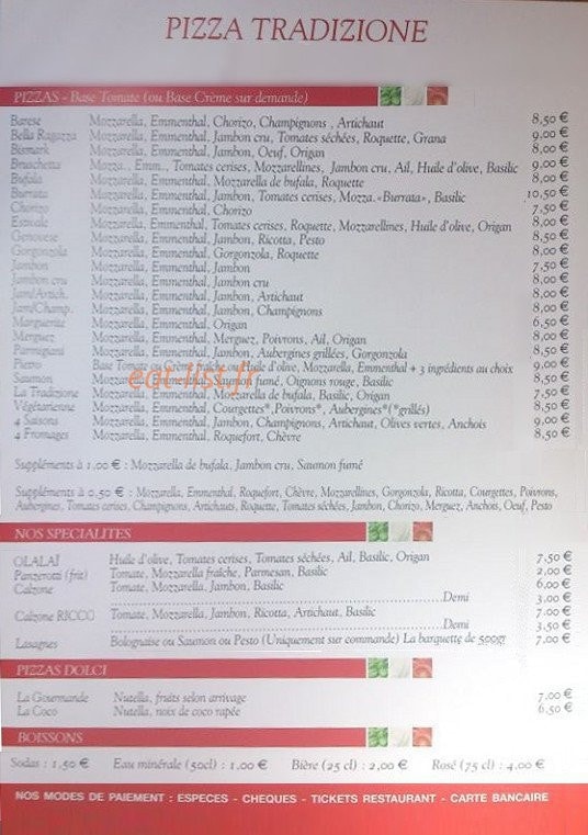 Pizza Tradizione — carte page 1