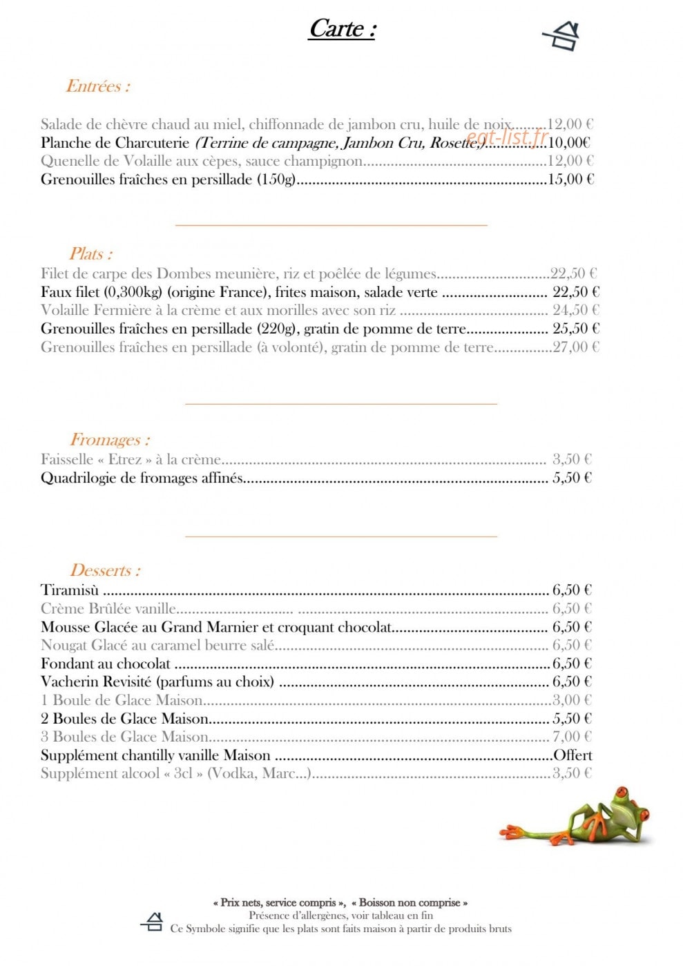 Grenouilles et Délices — carte page 5