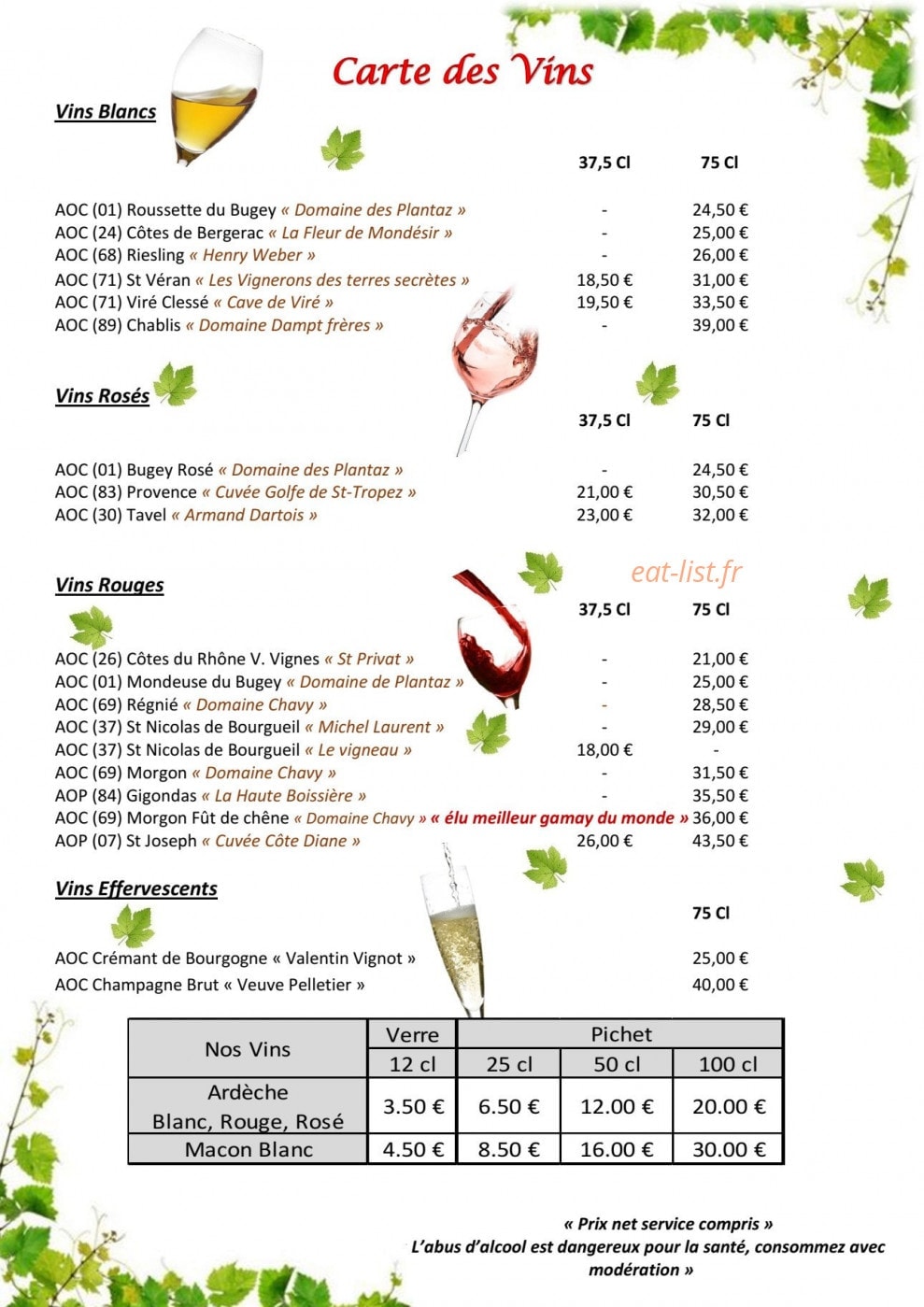 Grenouilles et Délices — carte page 6