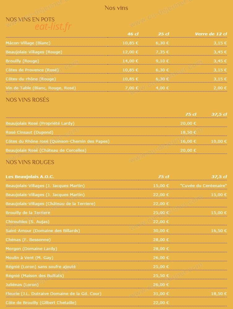 Restaurant du Pont — carte page 6