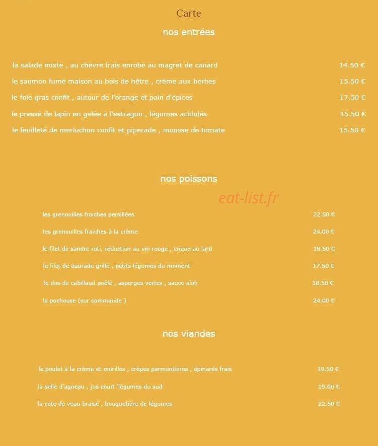 Restaurant du Pont — carte page 1