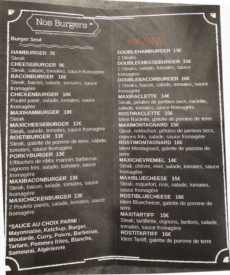 Burger's Café — carte page 1