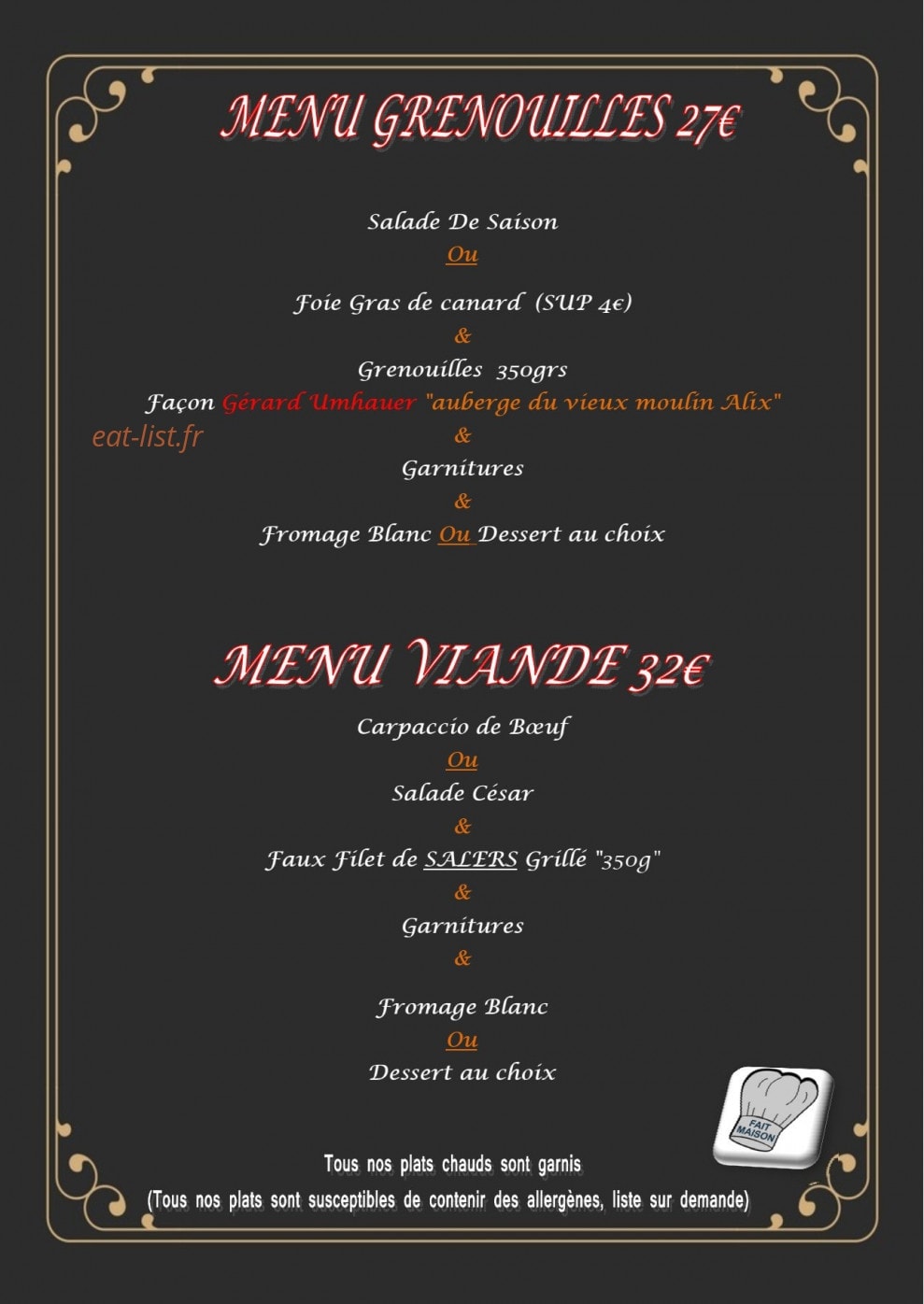 Auberge du Mail — carte page 4