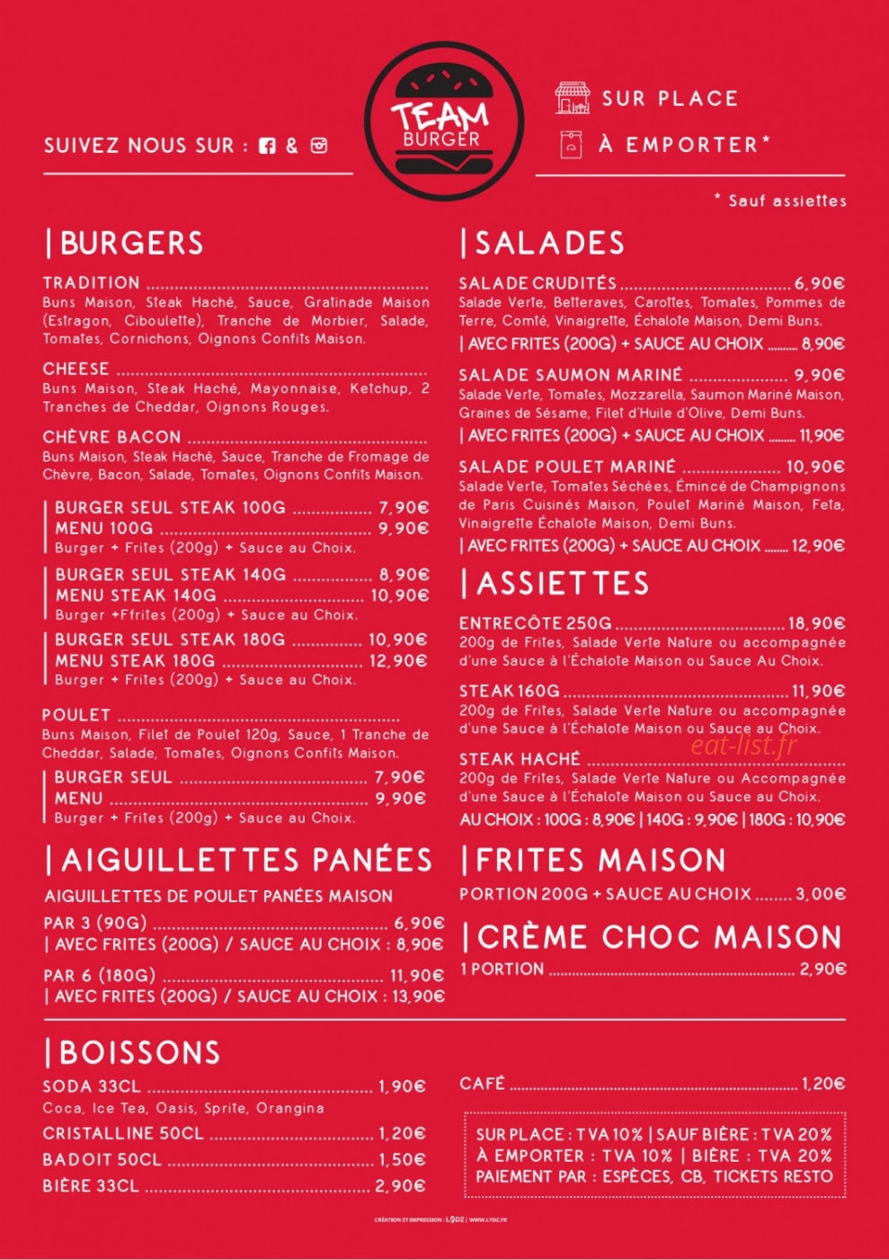 Team Burger — carte page 1
