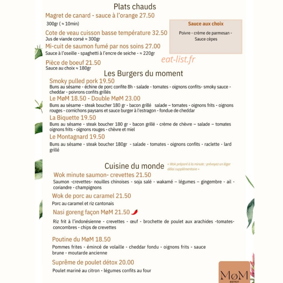 MoM bistrot — carte page 2