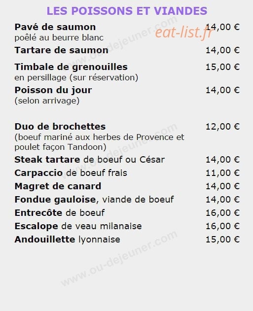 Restaurant les Halles — carte page 3