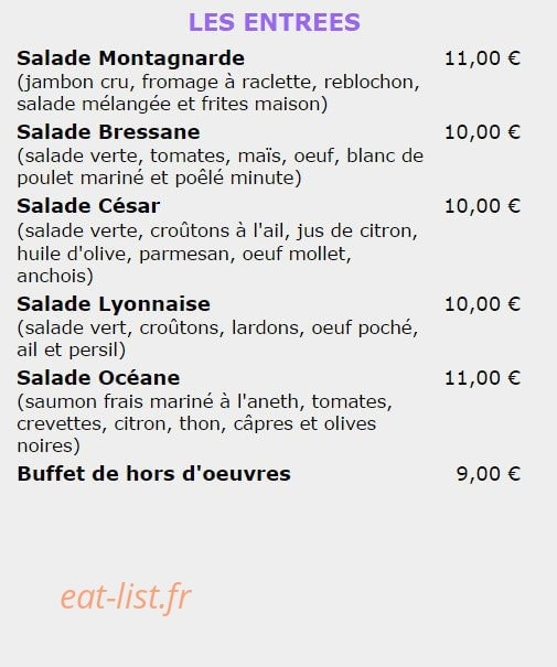 Restaurant les Halles — carte page 2