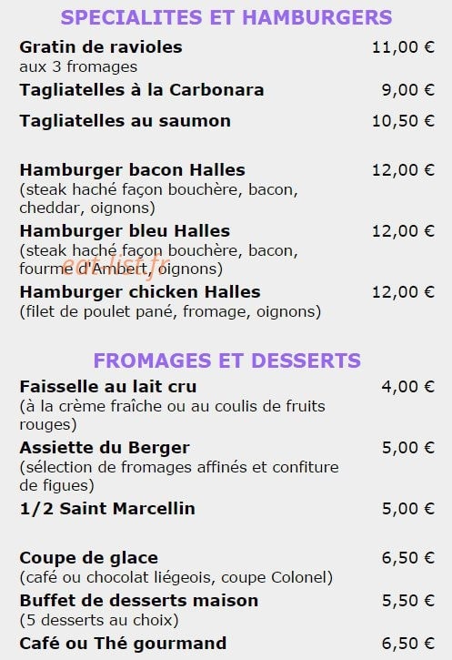 Restaurant les Halles — carte page 4