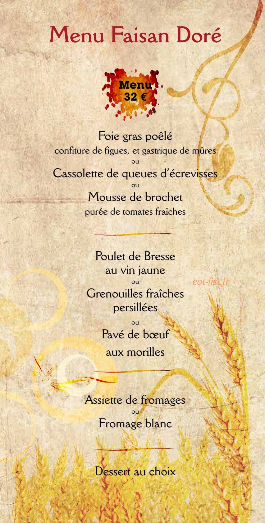 Au Faisan Doré — carte page 4