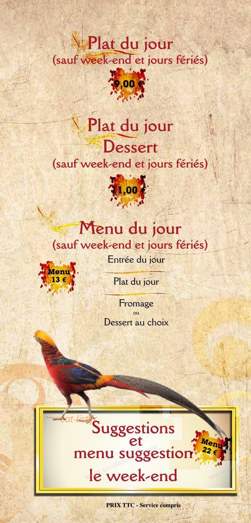 Au Faisan Doré — carte page 3