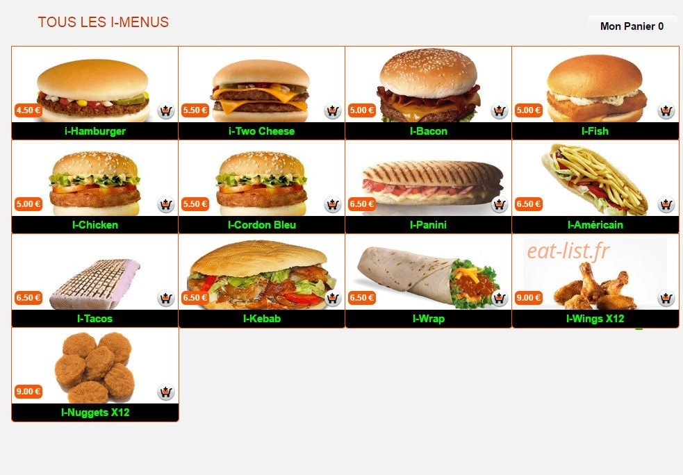 I-food — carte page 1