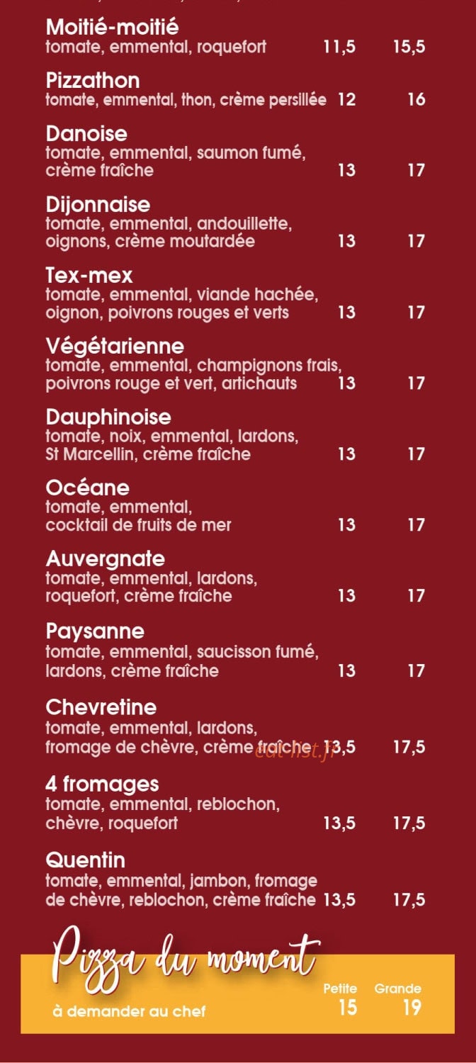 Carte et menu de Pizzburger à Pont d'Ain — 2