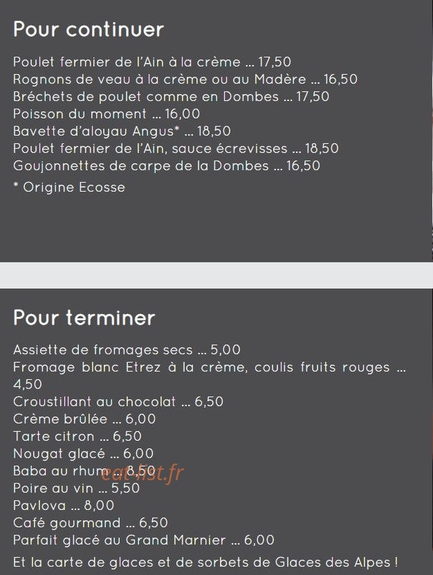 La cuisine d'Augustine — carte page 2