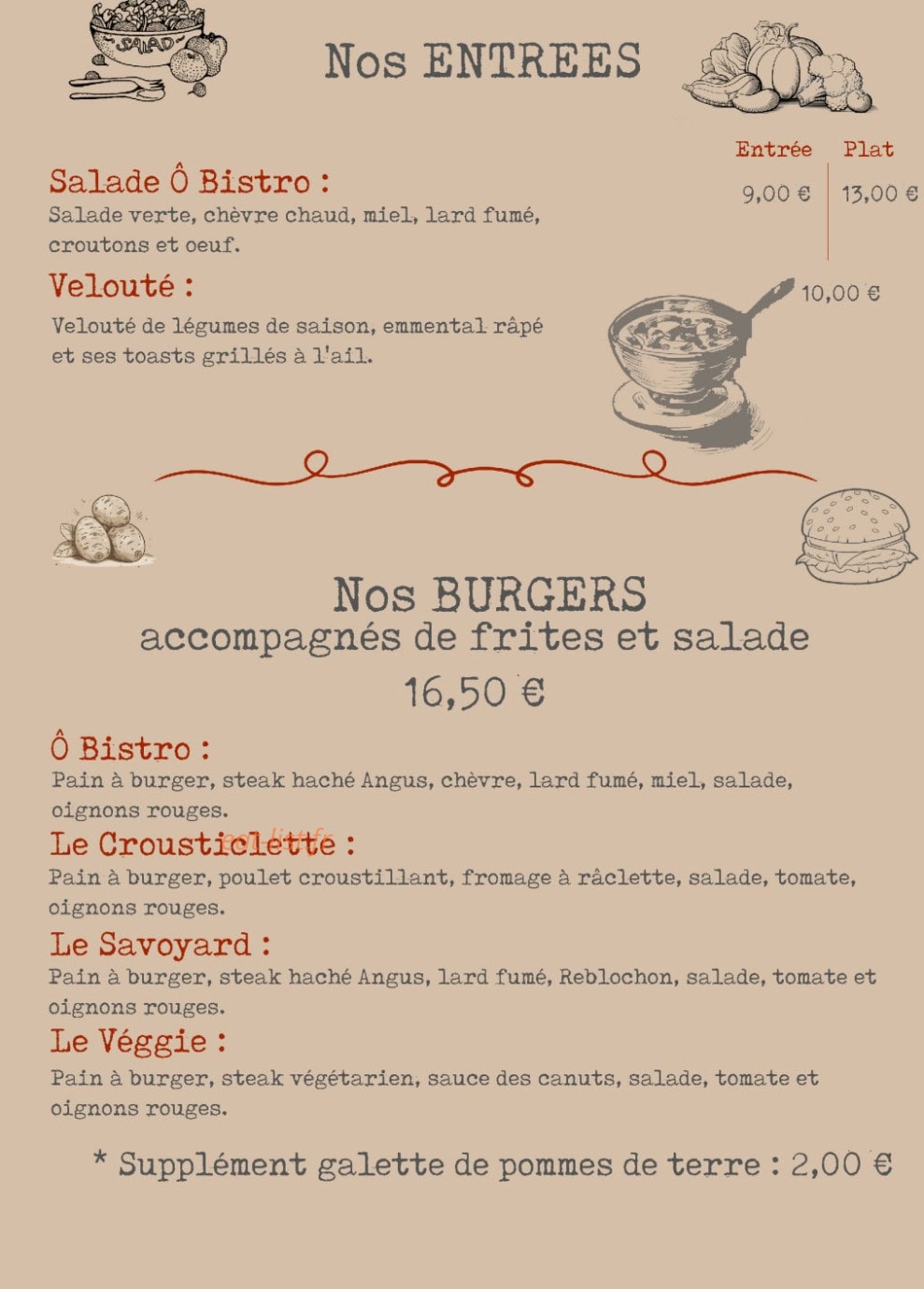 Ô Bistro — carte page 1