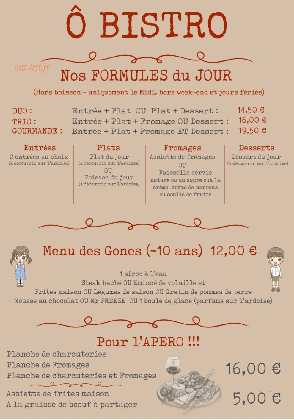 Ô Bistro — carte page 2