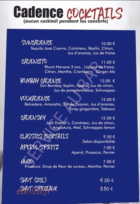 Cadence Café — carte page 4
